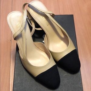 Color block sling back heels (size 5.5 beige)new